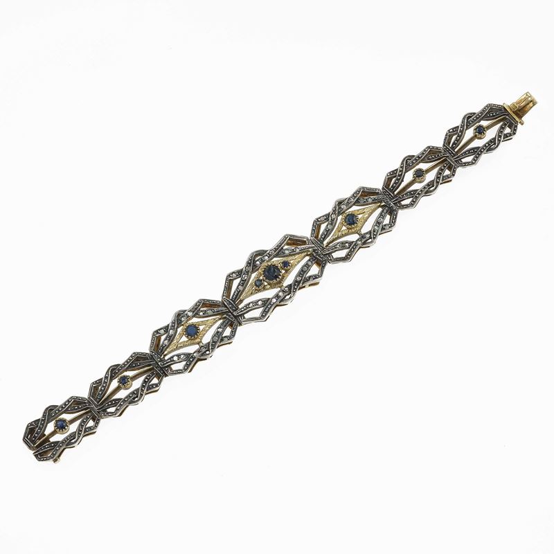 Sapphire, diamond, gold and silver bracelet  - Auction Jewels - Cambi Casa d'Aste