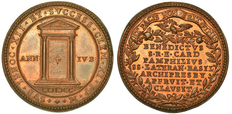 INNOCENZO XII (ANTONIO PIGNATELLI), 1691-1700. Medaglia in bronzo Anno Giubilare 1700.  - Auction Numismatics - I - Cambi Casa d'Aste