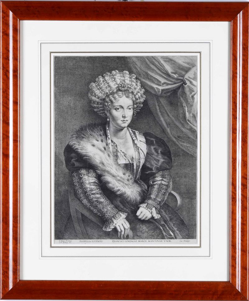 E Titiani Prototypo P.P Rubens exc. Isabella Estensis Francisci Gonzagae March.Mantovae uxor... sec. XVIII   - Auction Prints, Views and Maps - Cambi Casa d'Aste