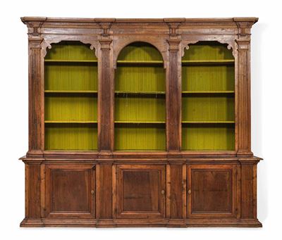 Grande Libreria a Doppio Corpo con Alzata a Giorno. XIX Secolo