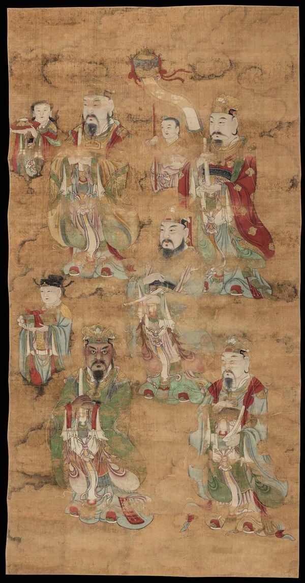 Dipinto su seta raffigurante dignitari, Cina, Dinastia Qing, epoca Qianlong (1736-1796)