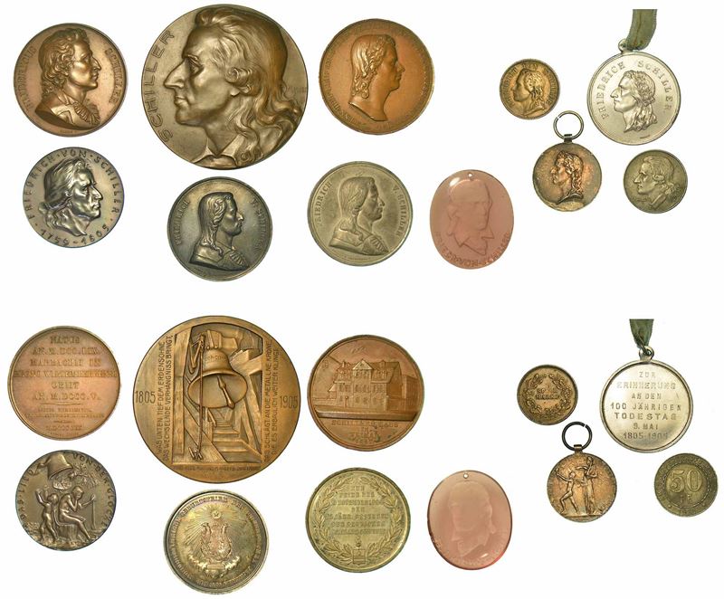 FRIEDRICH SCHILLER (poeta e drammaturgo). Lotto di undici medaglie.  - Auction Numismatics - I - Cambi Casa d'Aste