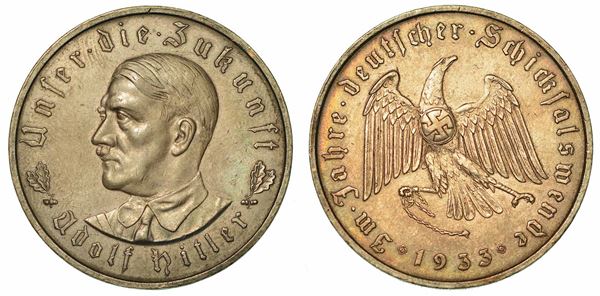 AUSTRIA (GERMANIA - III REICH). ADOLF HITLER, 1889-1945. Medaglia in argento 1933. Commemorazione dell'ascesa al potere di Hitler.