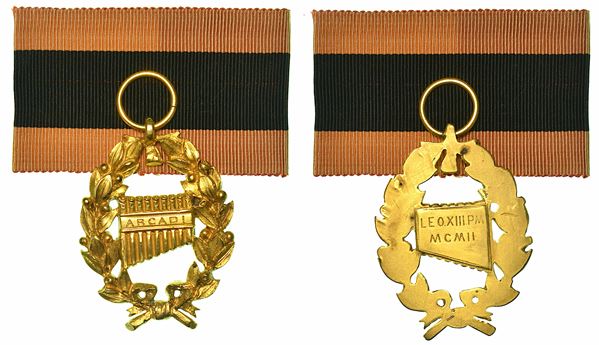 LEONE XIII (GIOACCHINO PECCI), 1878-1903. Medaglia in bronzo dorato 1902.