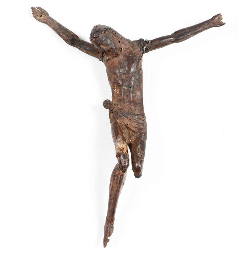 Corpus Christi in legno con tracce di policromia, arte italiana del XV secolo  - Asta Scultura - Cambi Casa d'Aste