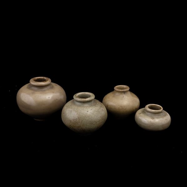 Four Celadon porcelain vases, China, Ming Dynasty
