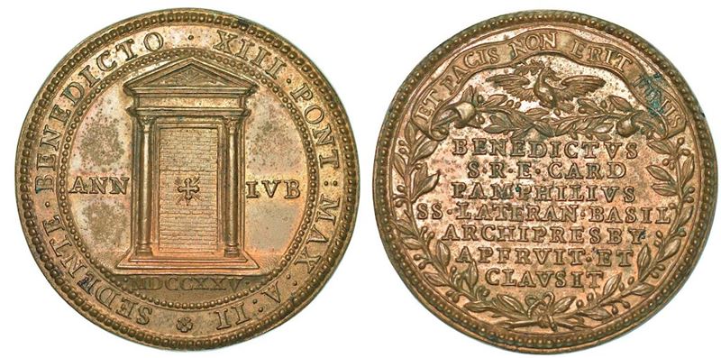 BENEDETTO XIII (PIETRO FRANCESCO ORSINI), 1724-1730. Medaglia in bronzo Anno Giubilare 1725/A. II.  - Auction Numismatics - I - Cambi Casa d'Aste