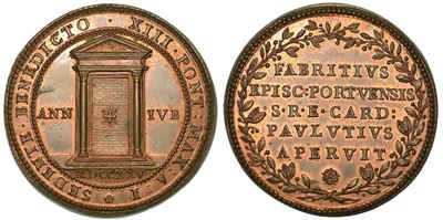 Benedetto XIII (pietro Francesco Orsini), 1724-1730. Medaglia in Bronzo Anno Giubilare 1725/a. I.