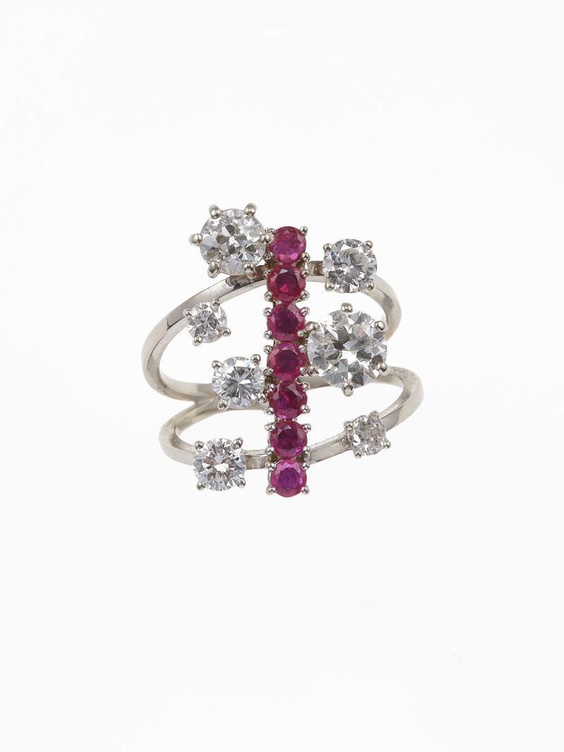 Anello con diamanti e rubini  - Asta Vintage Jewellery - Cambi Casa d'Aste