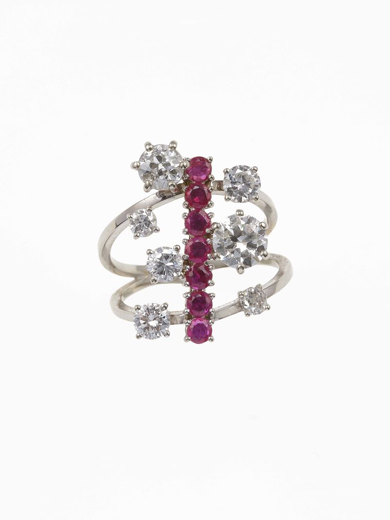 Ruby, diamond and gold ring  - Auction Fine Jewellery - Cambi Casa d'Aste