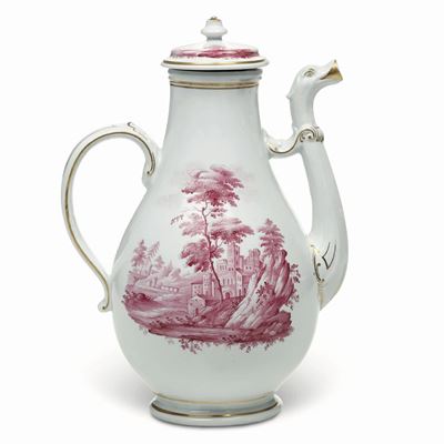 Caffettiera con Decoro a “paesi Rossi”doccia, Manifattura Ginori, 1790-1800 Circa
