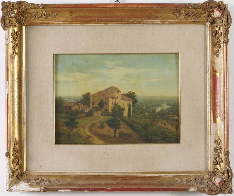 Pittore del XX secolo Casale  - olio su tavoletta - Asta Dipinti del XIX-XX secolo - Cambi Casa d'Aste