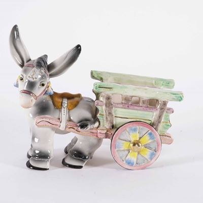 Figurina di Asino con Carro.italia, Probabilmente Torino, Manifattura di Elsa Lagorio, Terzo Quar...