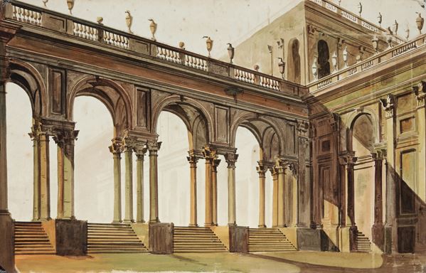 Scuola del XVIII secolo Vedute con architetture