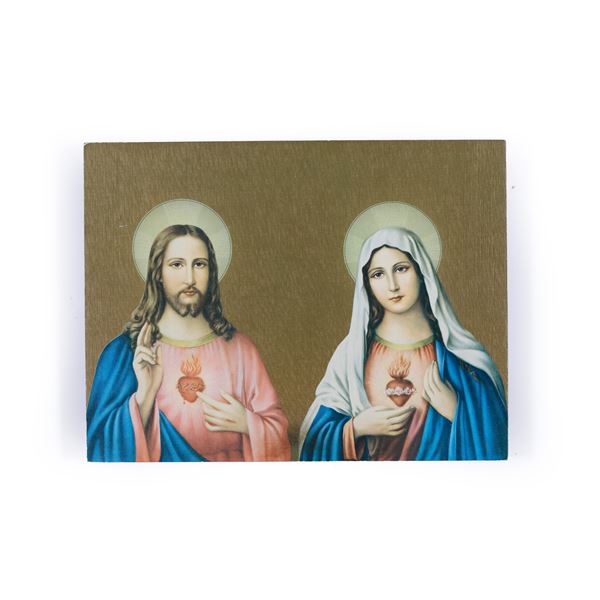 Stampa su tela applicata con Cristo e la Vergine