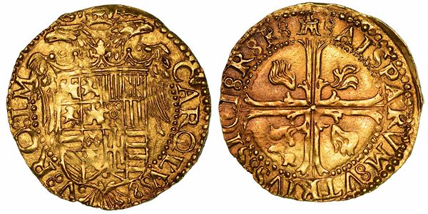 NAPOLI. CARLO V D'ASBURGO, 1516-1556. Scudo d'oro.