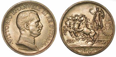 Regno D'italia. Vittorio Emanuele III di Savoia, 1900-1946. 5 Lire 1914. Quadriga Briosa.