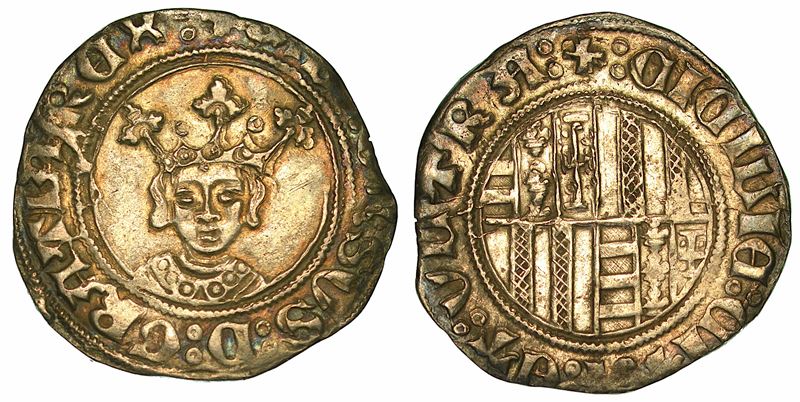 NAPOLI. ALFONSO I D'ARAGONA, 1442-1458. Reale o Grossone.  - Auction Numismatics - I - Cambi Casa d'Aste