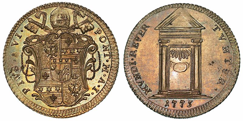 PIO VI (GIOVANNI ANGELLO BRASCHI), 1775-1799. Giulio 1775/A. I. Roma.  - Asta Numismatica - I - Cambi Casa d'Aste