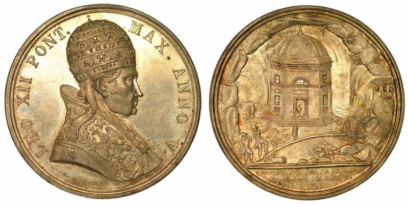 LEONE XII (ANNIBALE SERMATTEI DELLA GENGA), 1823-1829. Medaglia in argento 1828/A. V.  - Asta Numismatica - I - Cambi Casa d'Aste