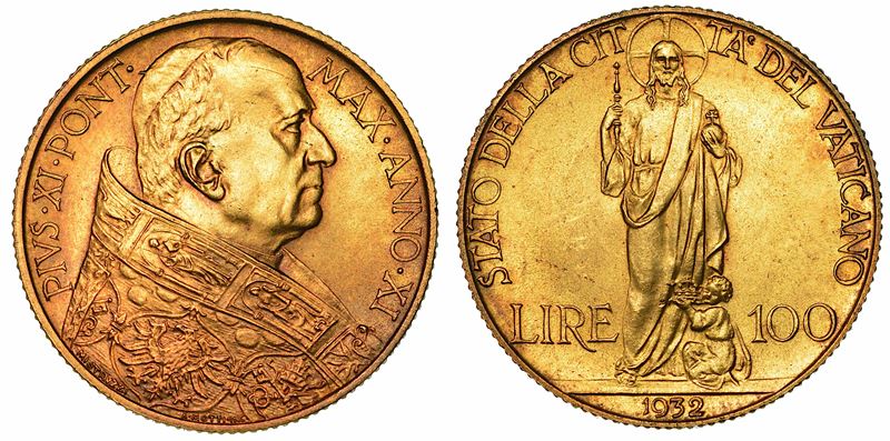 PIO XI (ACHILLE RATTI), 1922-1939. 100 Lire 1932/A. XI.  - Asta Numismatica - I - Cambi Casa d'Aste