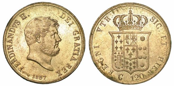 NAPOLI. FERDINANDO II di BORBONE, 1830-1859. Piastra da 120 Grana 1857.