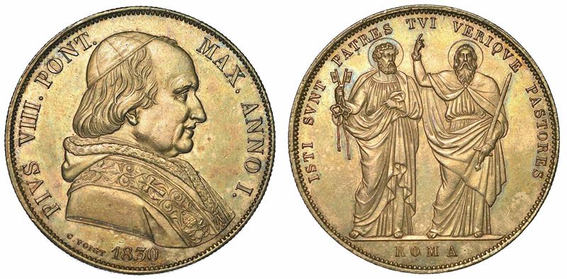 PIO VIII (FRANCESCO SAVERIO CASTIGLIONI), 1829-1830. Scudo 1830/A. I.  - Asta Numismatica - I - Cambi Casa d'Aste