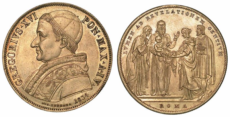 GREGORIO XVI (BARTOLOMEO ALBERTO CAPPELLARI), 1831-1846. Scudo 1834 A. IV. Roma.  - Auction Numismatics - I - Cambi Casa d'Aste