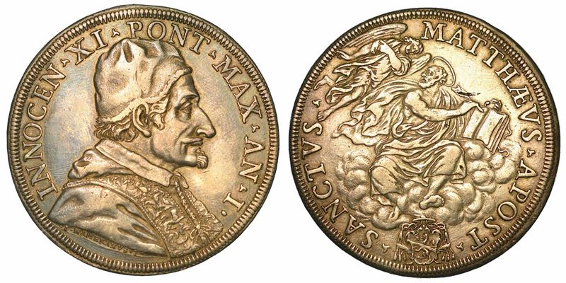 INNOCENZO XI (BENEDETTO ODESCALCHI), 1676-1689. Piastra A. I. Roma.  - Auction Numismatics - I - Cambi Casa d'Aste