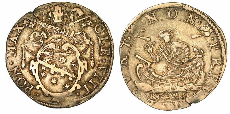 CLEMENTE VIII (IPPOLITO ALDOBRANDINI), 1592-1605. Testone. Roma.  - Asta Numismatica - I - Cambi Casa d'Aste