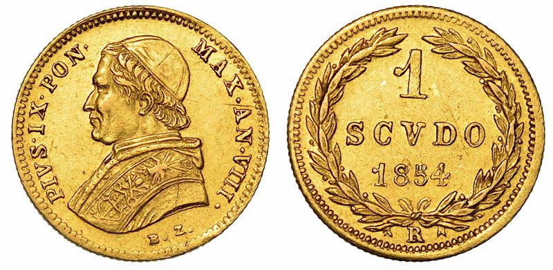 PIO IX (GIOVANNI MARIA MASTAI FERRETTI), 1846-1878. Scudo 1854/A. VIII.  - Auction Numismatics - I - Cambi Casa d'Aste