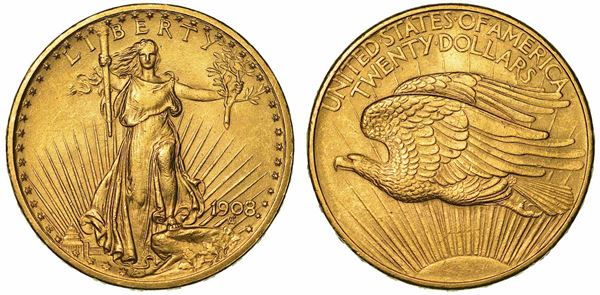 USA. REPUBLIC. 20 Dollars 1908. Philadelphia.