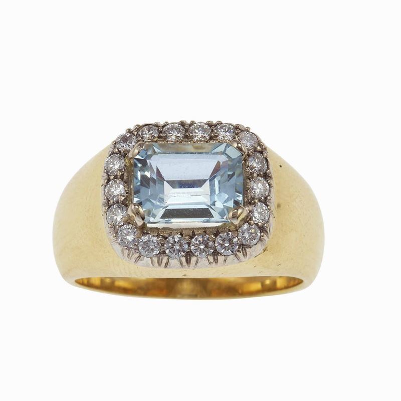 aquamarine and diamonds ring  - Auction Jewels - Cambi Casa d'Aste