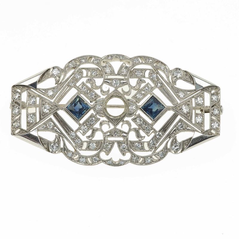 Diamond and sapphire brooch  - Auction Jewels - Cambi Casa d'Aste