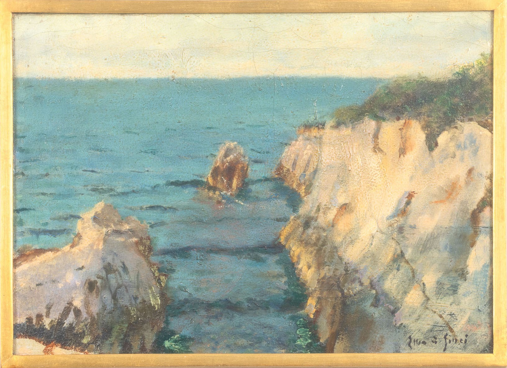 Artista anonimo, Scogliera, olio su tela