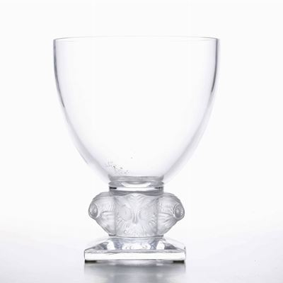 Coppa Centrotavola in Vetro. Lalique, Francia, XX Secolo