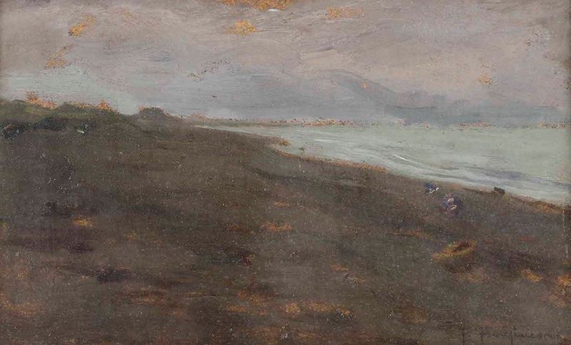 Pittore del XIX-XX secolo Paesaggio costiero  - olio su cartoncino - Auction 19th Century Paintings - Cambi Casa d'Aste