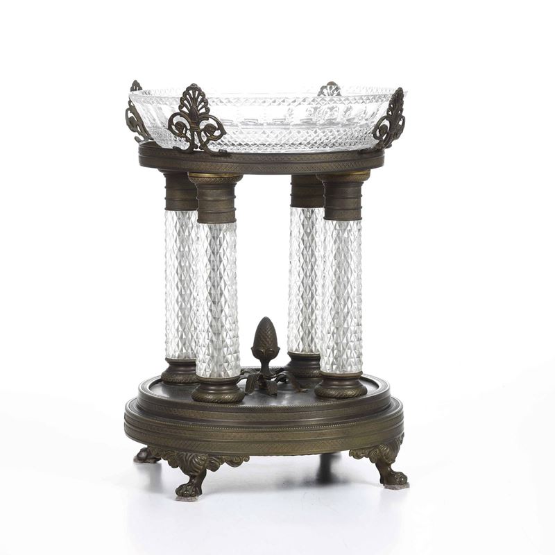 Centrotavola in cristallo e metallo dorato. XIX-XX secolo  - Auction Antique July - Cambi Casa d'Aste