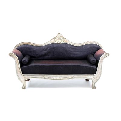 Divanetto in legno laccato, cm 174x57x94