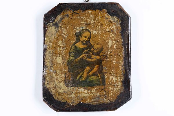 Madonna con Bambino su legno. XX secolo