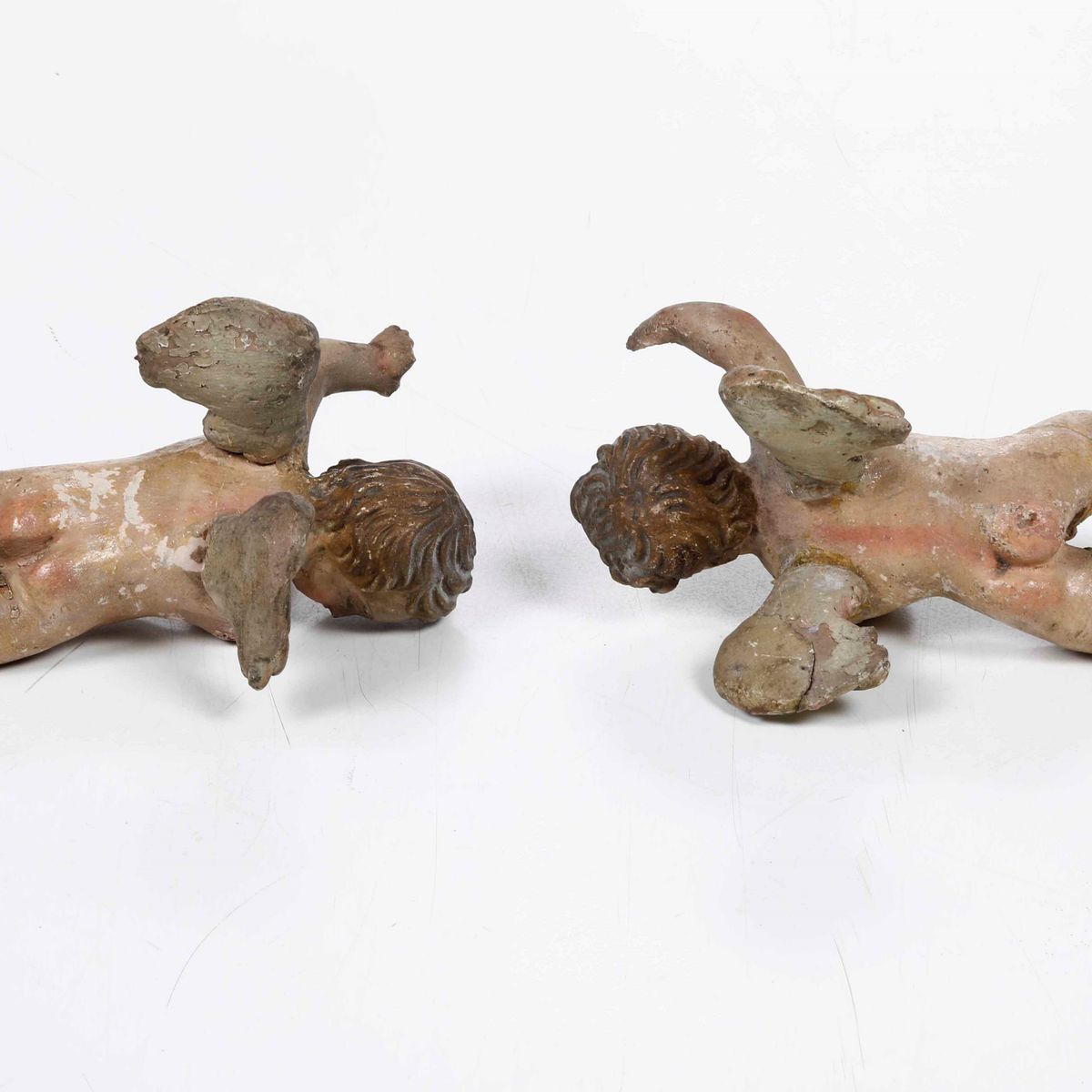 Due Putti in Legno Policromo, XIX Secolo