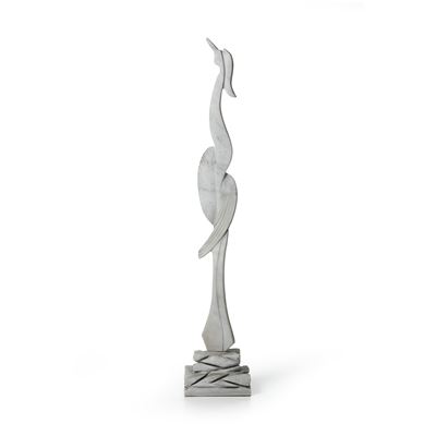 Scultura in marmo bianco, Airone stilizzato (XX secolo)