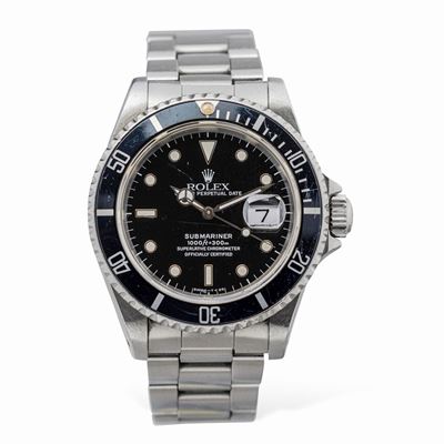 Submariner 16610 con Cassa in Acciaio, Bracciale Oyster Chiusura Fliplock Accompagnato da Astucci...