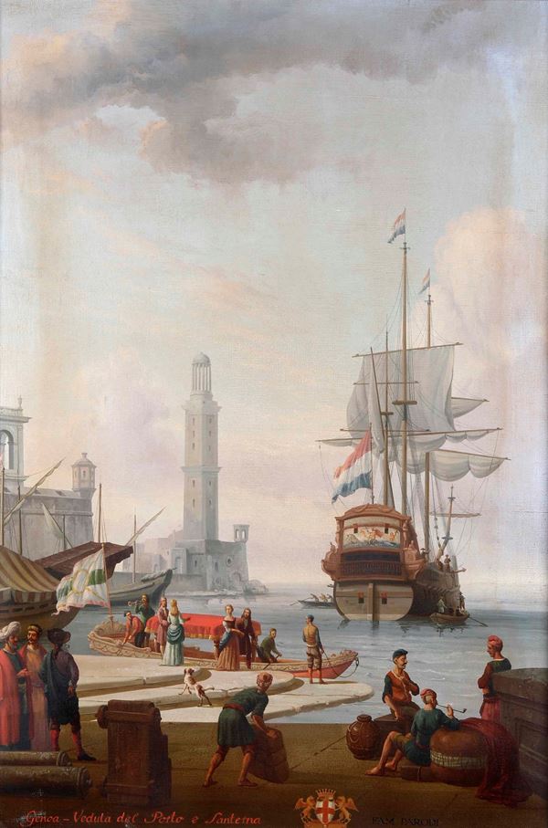 Anonimo del XIX secolo Veduta del porto di Genova