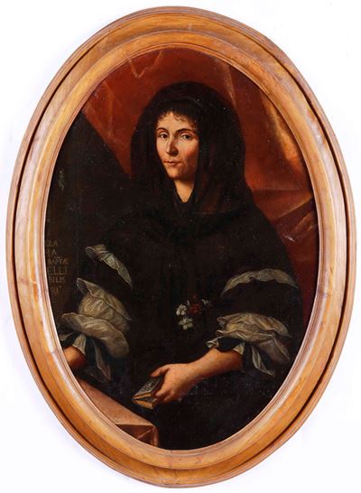 Scuola Lombarda del XVII Secolo Ritratto di Gentildonna con Libro