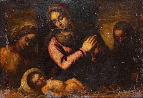 Scuola lombarda del XVII secolo Adorazione del Bambino