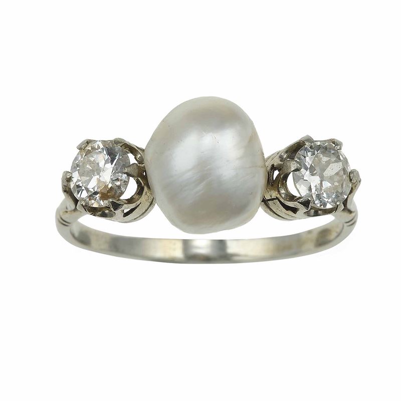 Anello con perla naturale di ct 4.62  - Asta Fine Jewels - Cambi Casa d'Aste