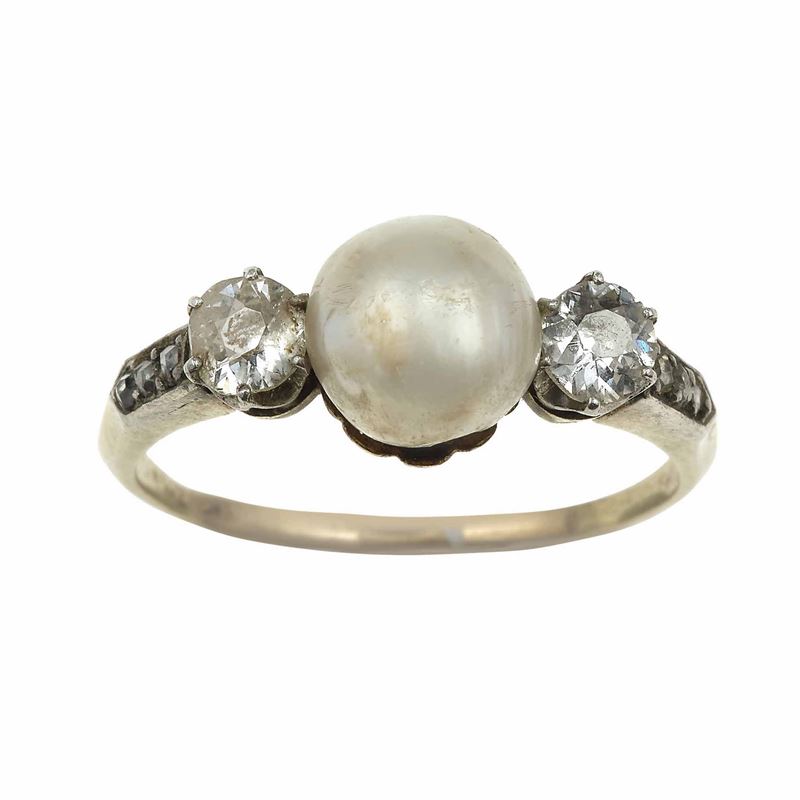 Anello con perla naturale di ct 3.59  - Asta Fine Jewels - Cambi Casa d'Aste