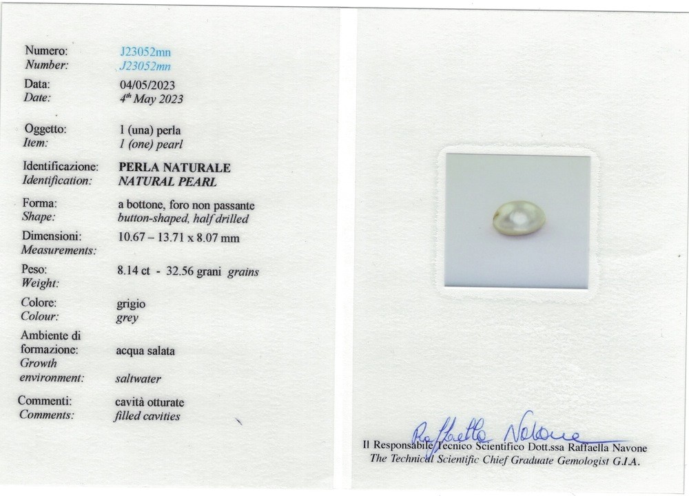 Pendente con Perla Naturale di Ct 8.14