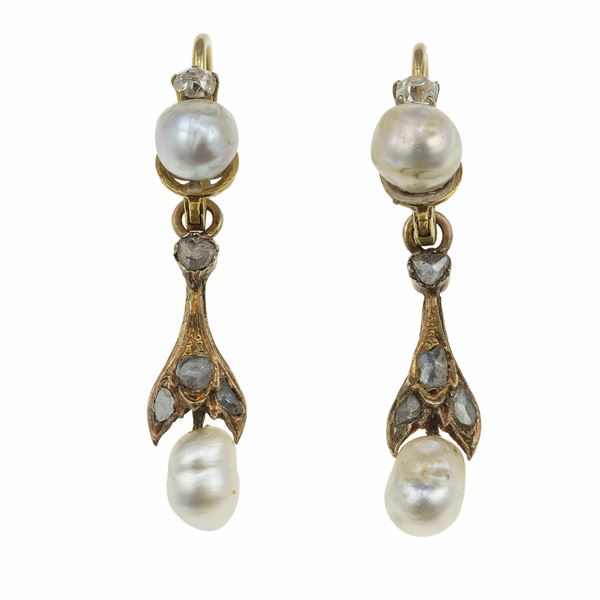 Pair of natural pearl earrings